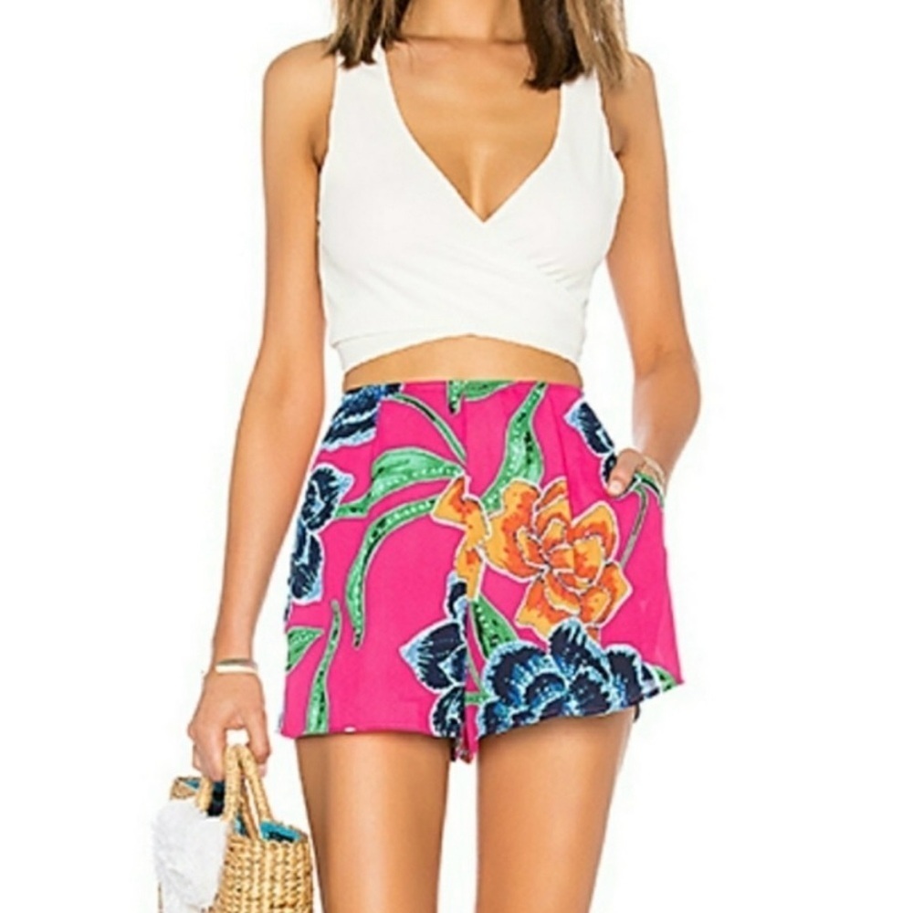 Show Me Your Mumu Sawyer Shorts in Floratopia, size XS.  Tiny spot (see photos).
